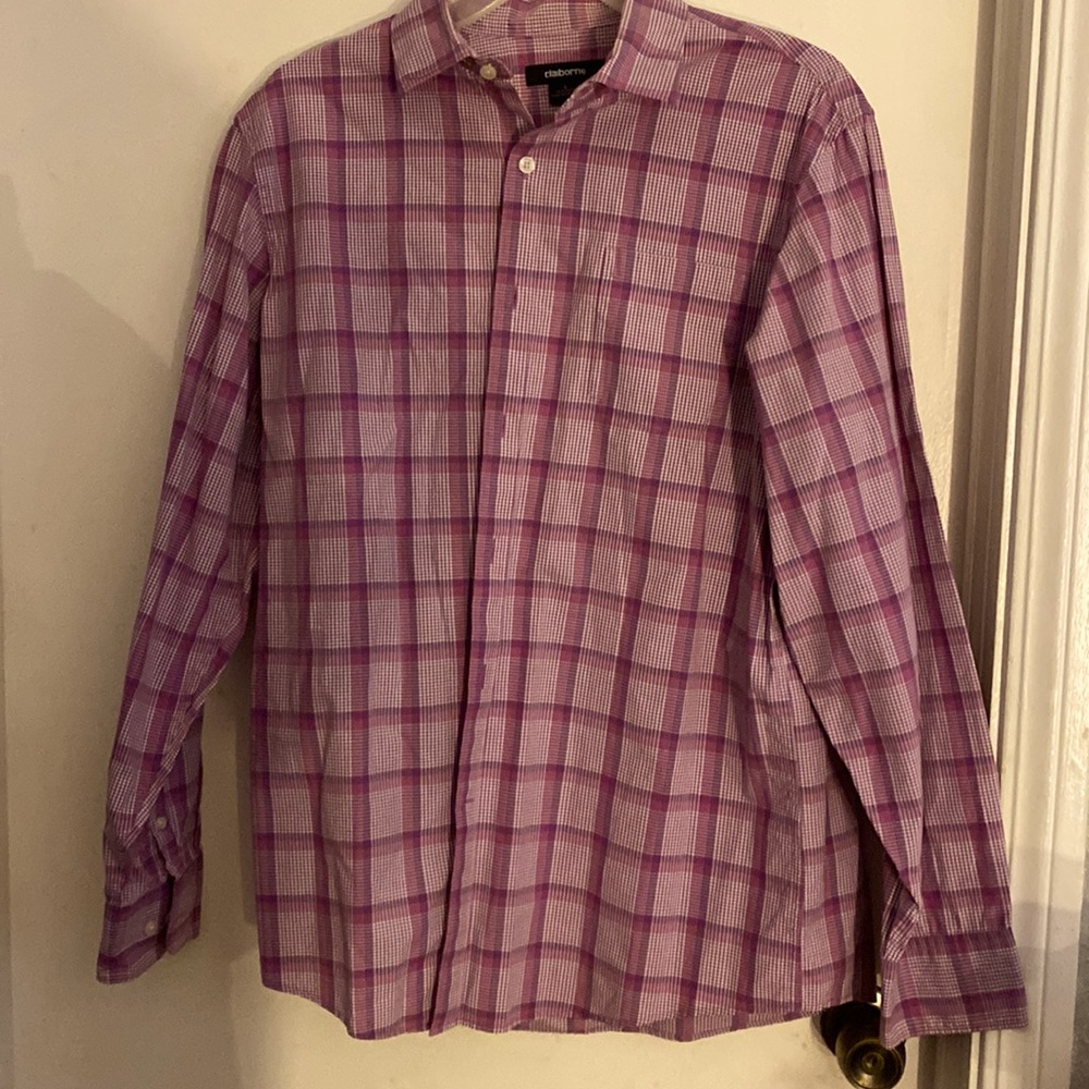 Mens Claiborne long sleeve striped size large dress shirt
